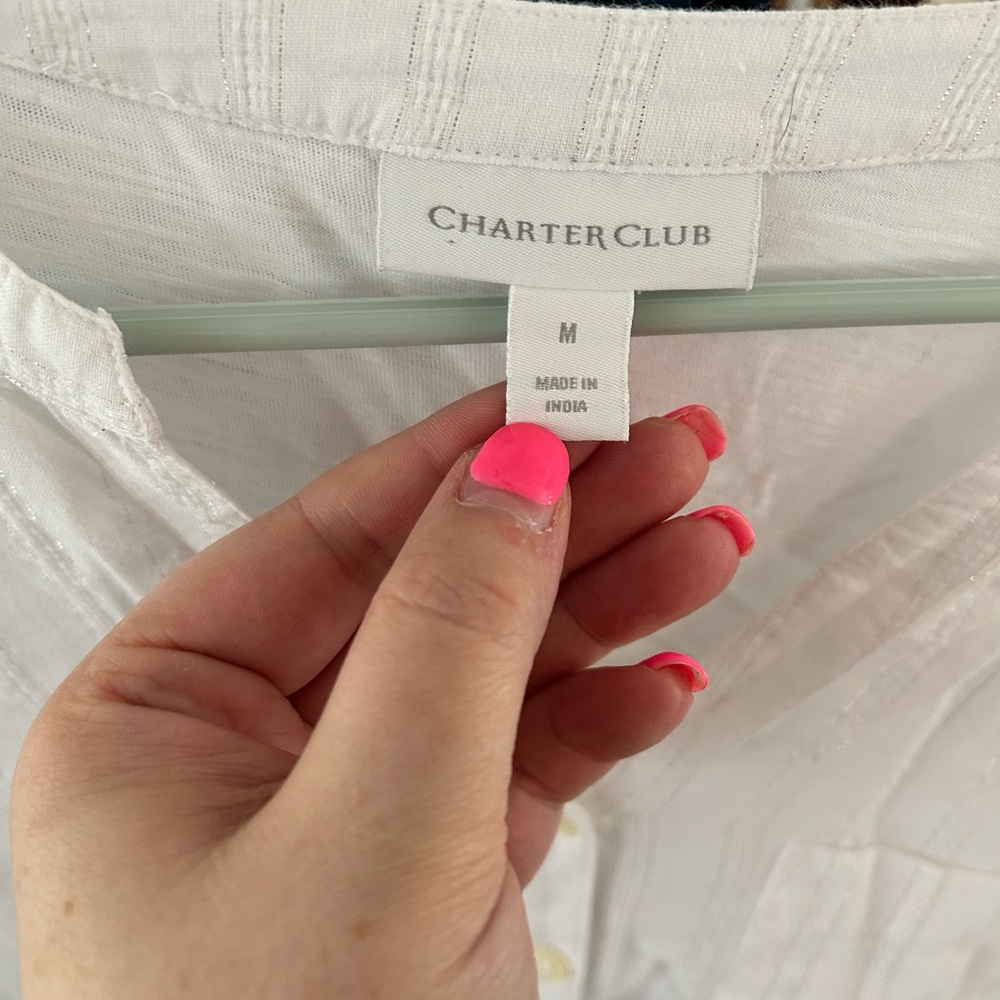 Charter Club Cream Button-Up Shirt